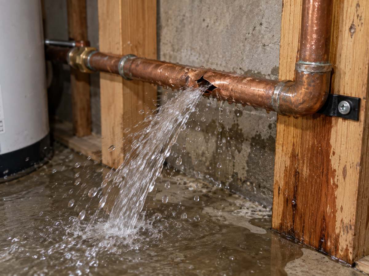 Before — Burst pipe
